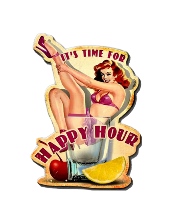 ijzeren bord pinup time for happy hour